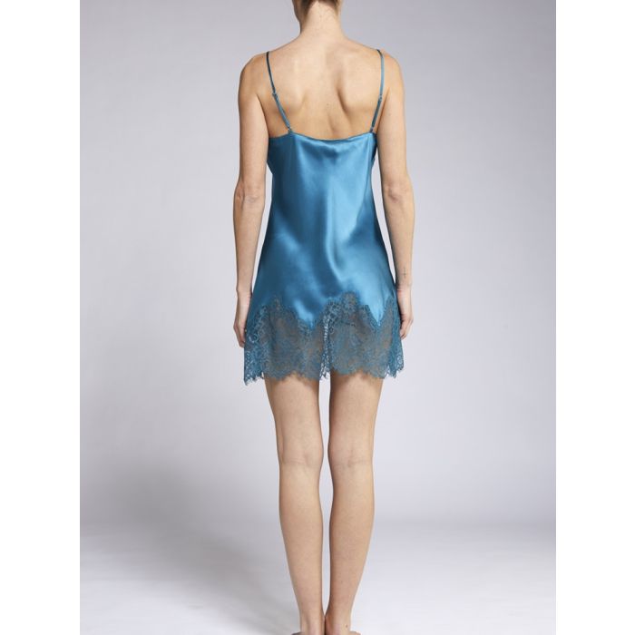 100% Seide Negligee ANEMONE petrol-schwarz von Vivis