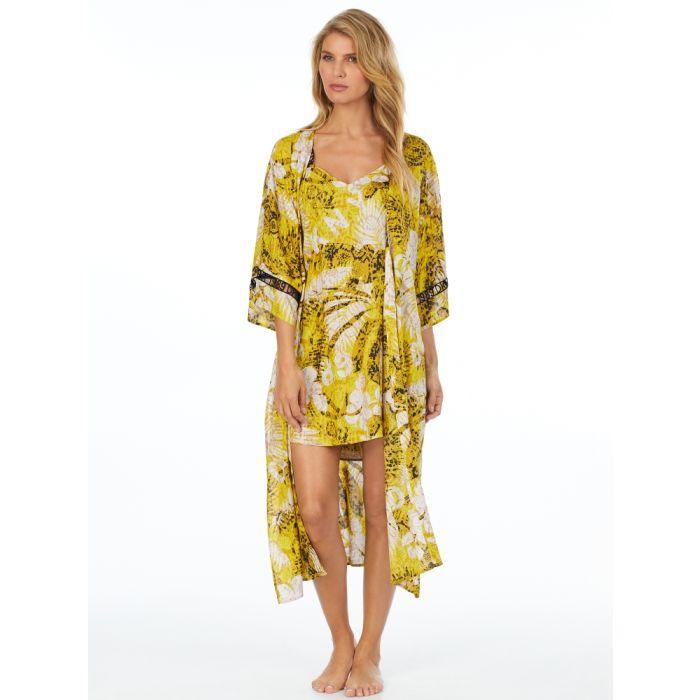 Viscose Morgenmantel ROOFTOP READY gelb-beige von DKNY Sleepwear
