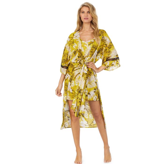 Viscose Morgenmantel ROOFTOP READY gelb-beige von DKNY Sleepwear