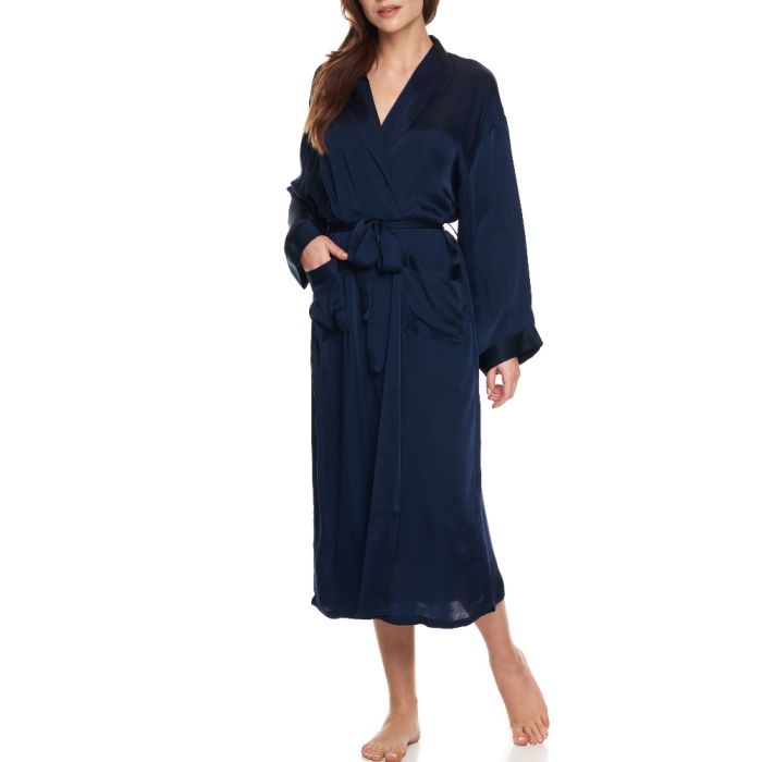 Viscose Morgenmantel LUNA mitternachtsblau von Gattina