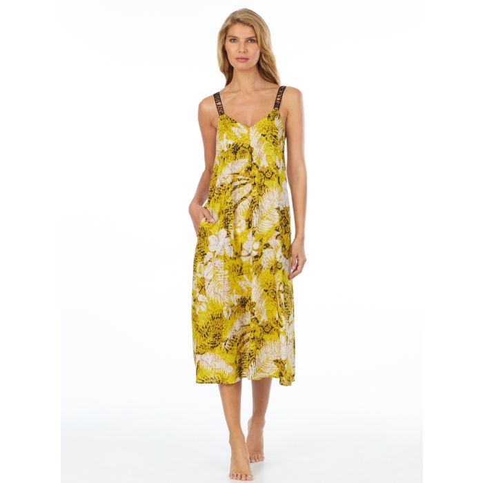 Viscose Kleid lang ROOFTOP READY gelb-beige von DKNY Sleepwear