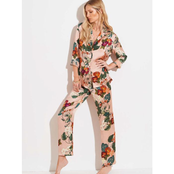 Viscose Pyjama FLOWERS rosa-grün von Chiara Fiorini