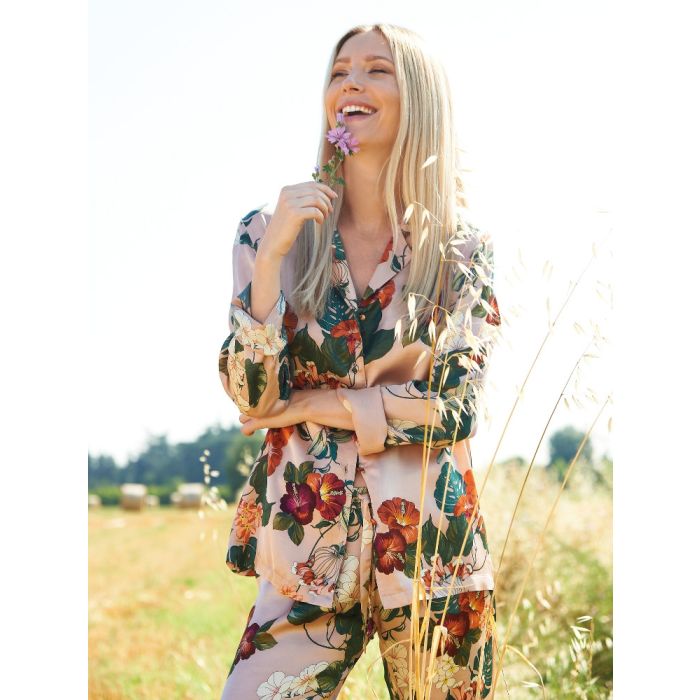 Viscose Pyjama FLOWERS rosa-grün von Chiara Fiorini
