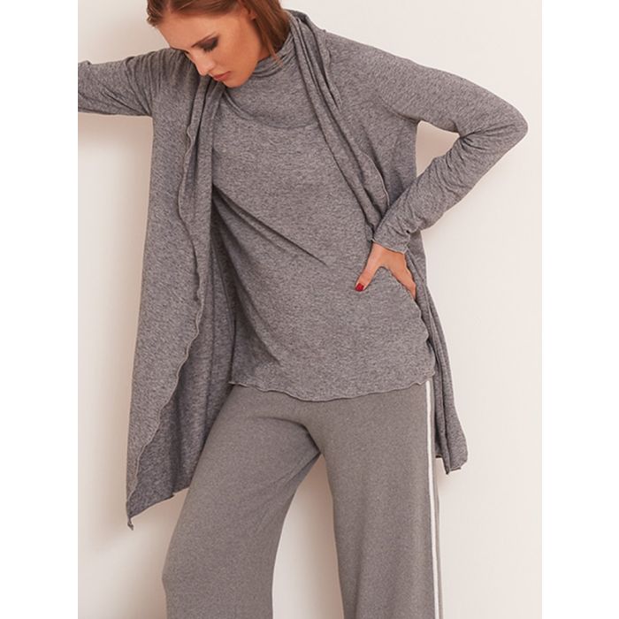 Wolle Viscose Rollkragen-Shirt MELANGE grau von Chiara Fiorini