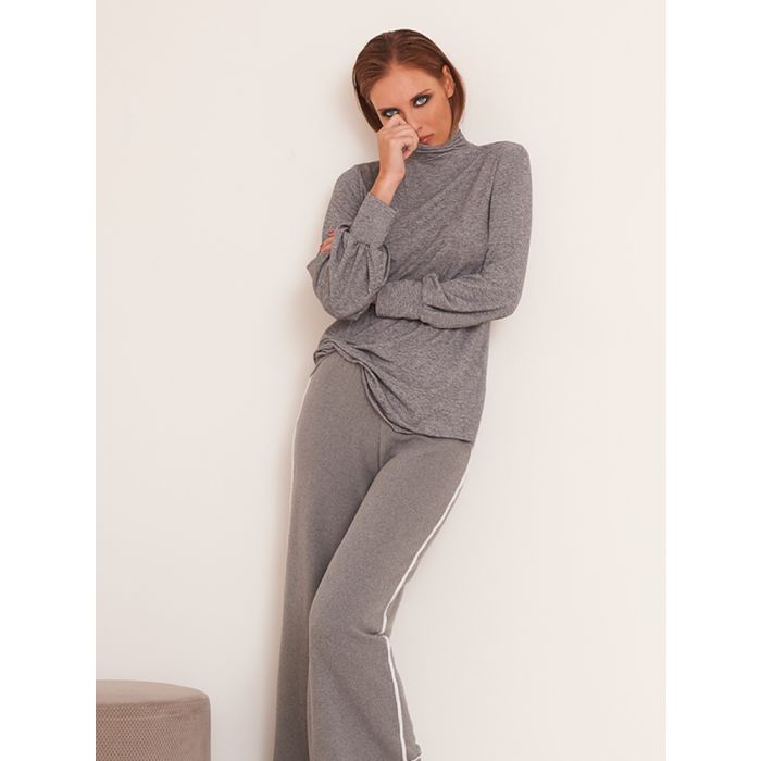 Wolle Viscose Rollkragen-Shirt MELANGE grau von Chiara Fiorini