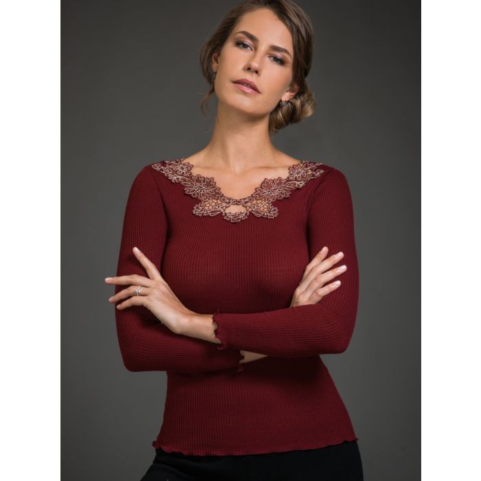 Merinowolle-Seide LANGARM SHIRT gerippt von Artimaglia