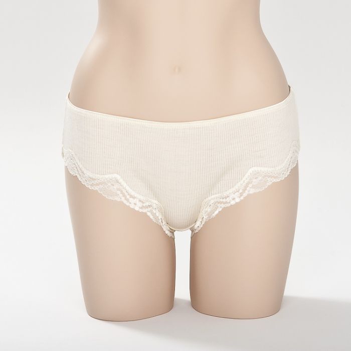 Wolle-Seide SLIP gerippt mit Spitze BORACAY von Gattina