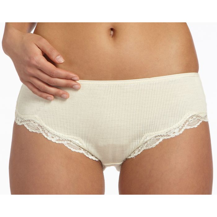 Wolle-Seide SLIP gerippt mit Spitze BORACAY von Gattina