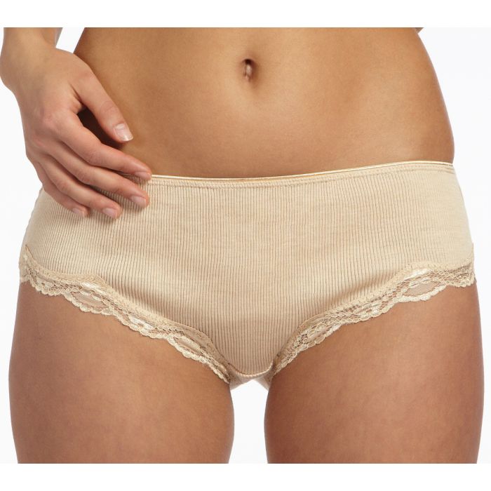 Wolle-Seide SLIP gerippt mit Spitze BORACAY von Gattina