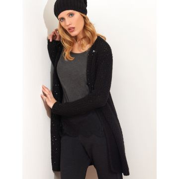 Lang Cardigan WOLLE + PAILLETTEN schwarz von Chiara Fiorini