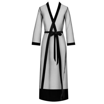 Langer Morgenmantel KIMONO TULLE LONGUE Tüll schwarz von Cadolle