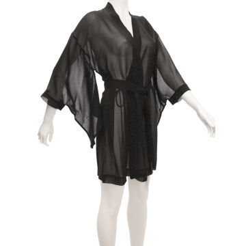 Kimono 100% Seide FIDJI MOUSSELIN schwarz von Marjolaine