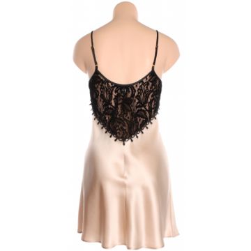 100% Seide Nachthemd FAUSTINE mit Velour-Spitze von Marjolaine