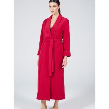 Viscose Fleece Morgenmantel lang LAMPONE himbeer-rot von Verdiani