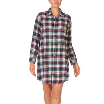 Sleepshirt FLANELL weiß-grün von Ralph Lauren Sleepwear