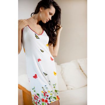 Seidenjersey Träger-Nachtkleid FLORENZ mit Schmetterlingen