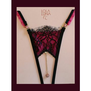 Lola Luna Ouvert String SCARLETT OPEN FUCHSIA schwarz-pink