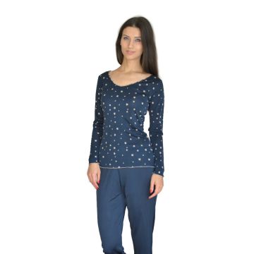 Pyjama mit Seide MARRAKESCH marineblau-gold von Nightdreams