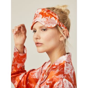 100% Seide Schlafmaske EYE MASK Tea Garden Red von Radice