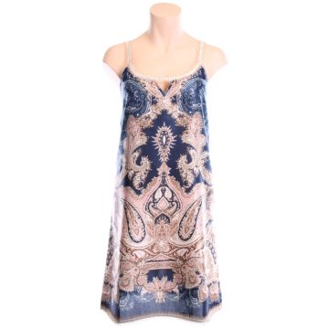 Seide-Baumwolle Kleid MOON SHADOW blau-gold von Gattina