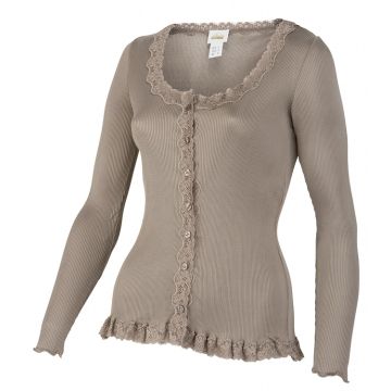 100% Seide CARDIGAN gerippt mit Spitze CURACAO von Gattina