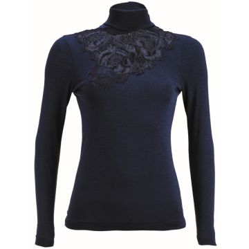 Merinowolle-Seide ROLLKRAGEN SHIRT mit Spitze von Artimaglia