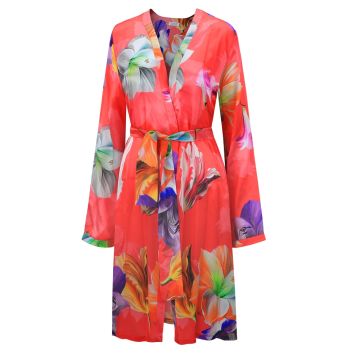 Kimono 100% Seide FLOWERS himbeer-rot von Eva B. Bitzer