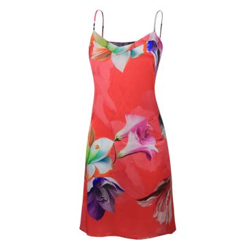 Nachthemd 100% Seide FLOWERS himbeer-rot von Eva B. Bitzer