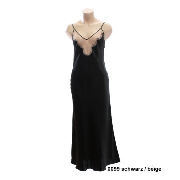 Langes Seidennegligé MODERN LACE in SCHWARZ von Luna di Seta