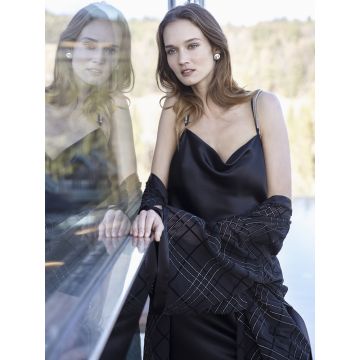 Seidennachthemd / Kleid STRASS schwarz von Luna di Seta