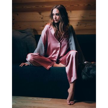 100% Seide Schlafanzug SILK SOUL altrosé von Luna di Seta