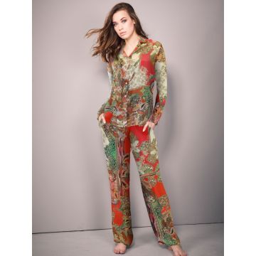 100% Seide Pyjama GRENADINE rot gold von Fürstenberg