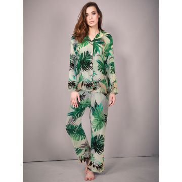 100% Seide Pyjama FARN weiß grün von Eva B. Bitzer