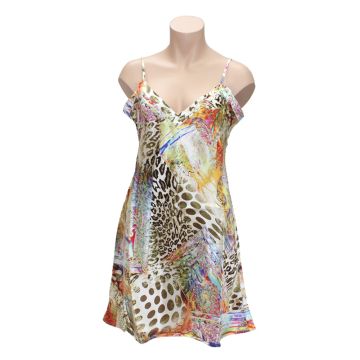100% Seide Nachtkleid MARRAKESCH mit Animalprint von Eva B. Bitzer