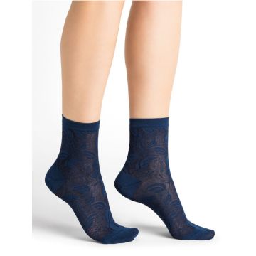 Damen Seidensocken Blumenmuster aus 71% Seide von Bleuforêt