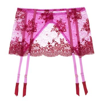 Spitze Strapsgürtel Wide Suspender CINAMON SUGAR pink-rot Mimi Holliday