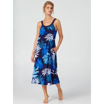 Viscose Kleid lang ESCAPE blau von Donna Karan Sleepwear